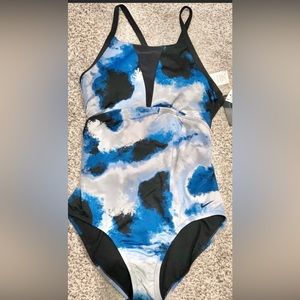 NIKE Blue One Piece Swimsuit Large Racerback NEW